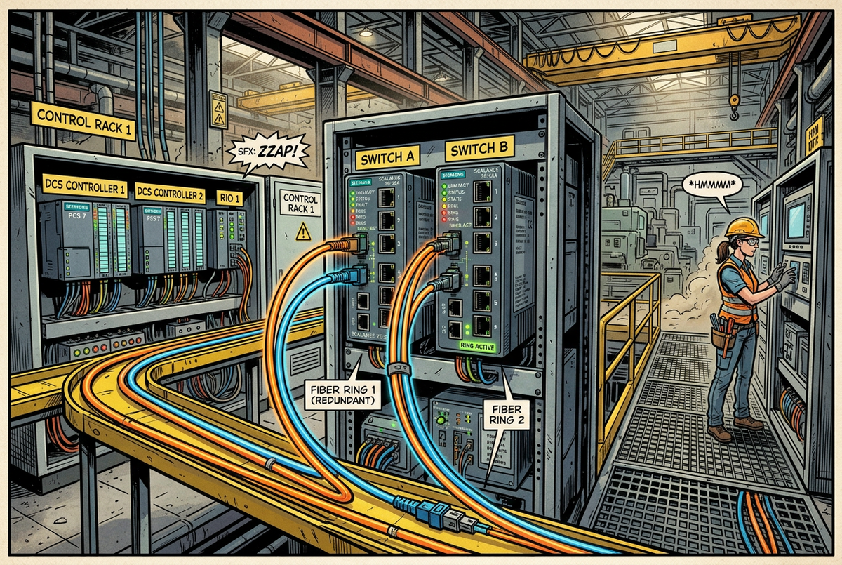 Honeywell FTE and ABB Redundant Rings: Beating Industrial Network Topology Failures