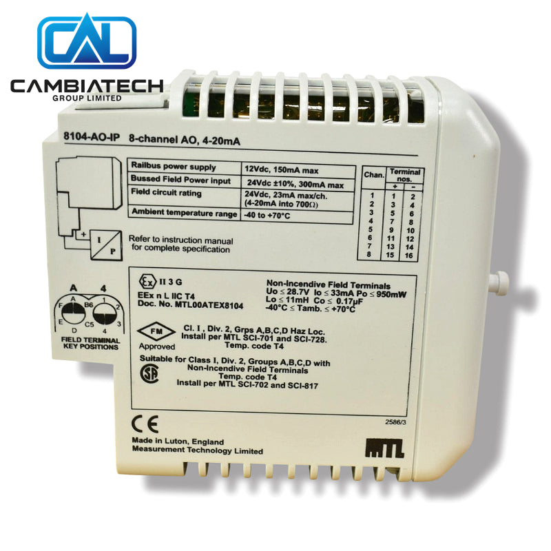 Analog Output 8ch 4-20mA 8104-AO-IP-03 MTL PAC8000